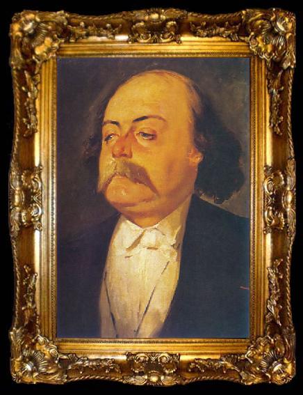framed  Pierre Francois Eugene Giraud Gustave Flaubert vers, ta009-2